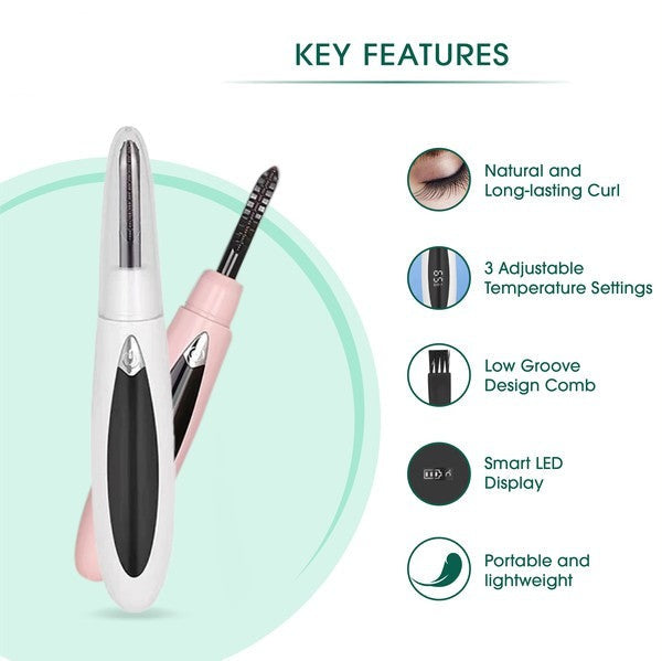 BodiModi CurlCraft Pro Rechargeable Electric Eyelash Curler - Natural & Long-lasting Curl with Low Groove Design Comb and Smart LED Display