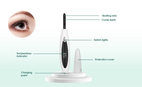 BodiModi CurlCraft Pro Rechargeable Electric Eyelash Curler - Natural & Long-lasting Curl with Low Groove Design Comb and Smart LED Display