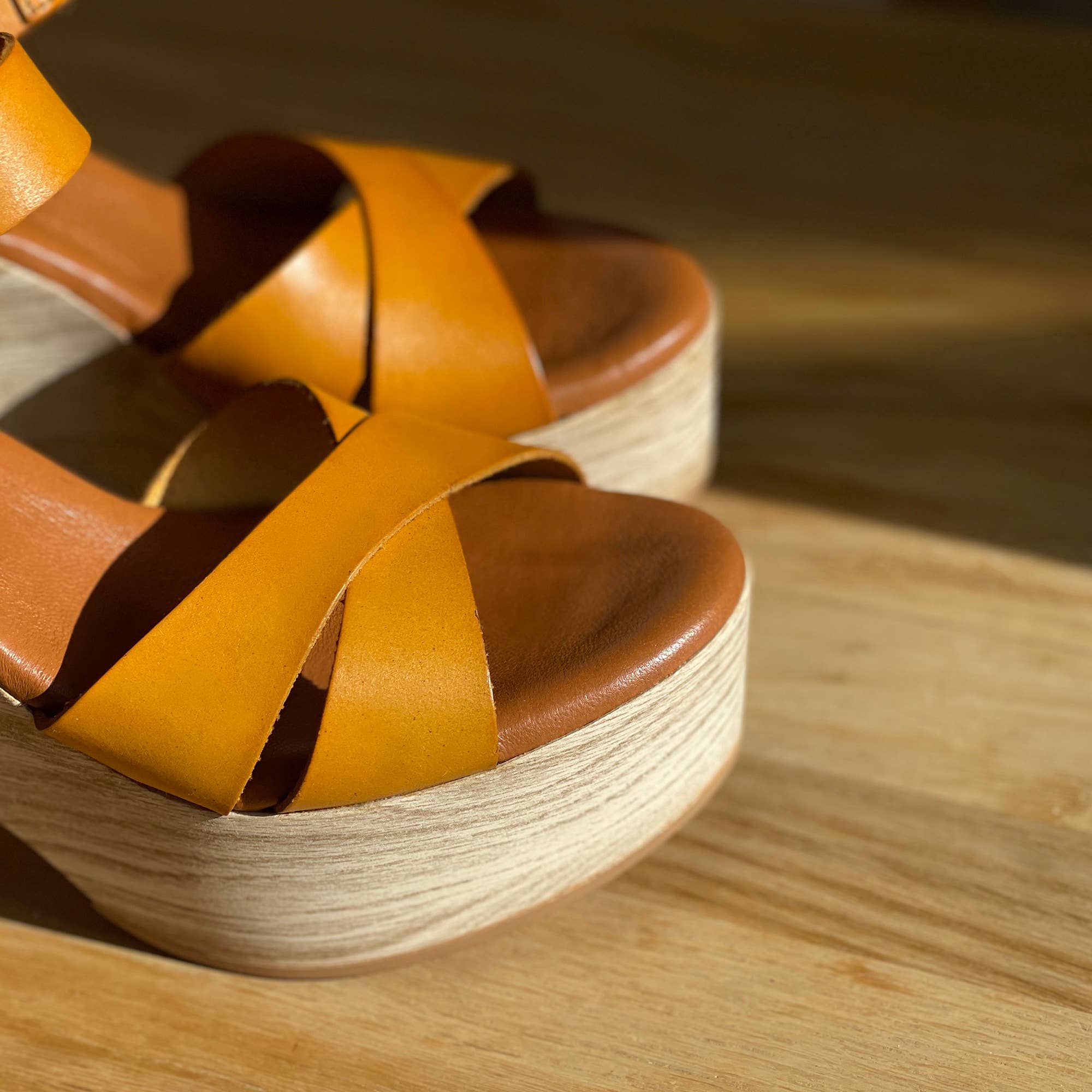 Keita Platform Sandal in Yellow Leather