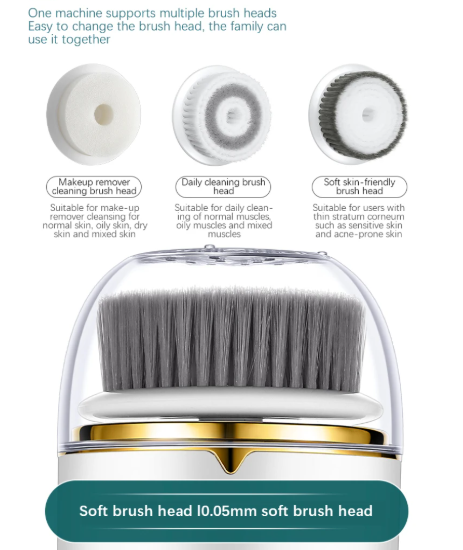 Waterproof Facial Cleansing Brush – Soft Spin Exfoliator Tool