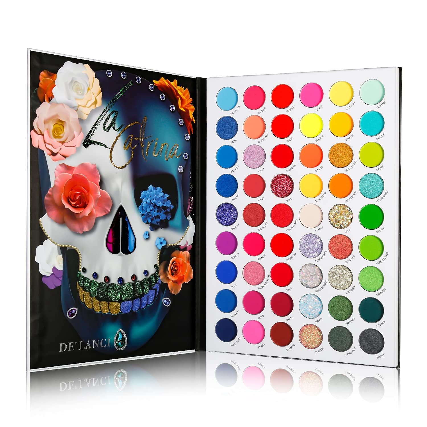 Neon Eyeshadow Palette, Highly Pigmented 54 Color Matte Shimmer Glitter Blacklight Makeup Pallet Glow in the Dark, Long Lasting Waterproof Rainbow Uv Colorful Eye Shadow for Rave,Party,Cosplay