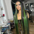 Green Highlight Straight Lace Front Wig