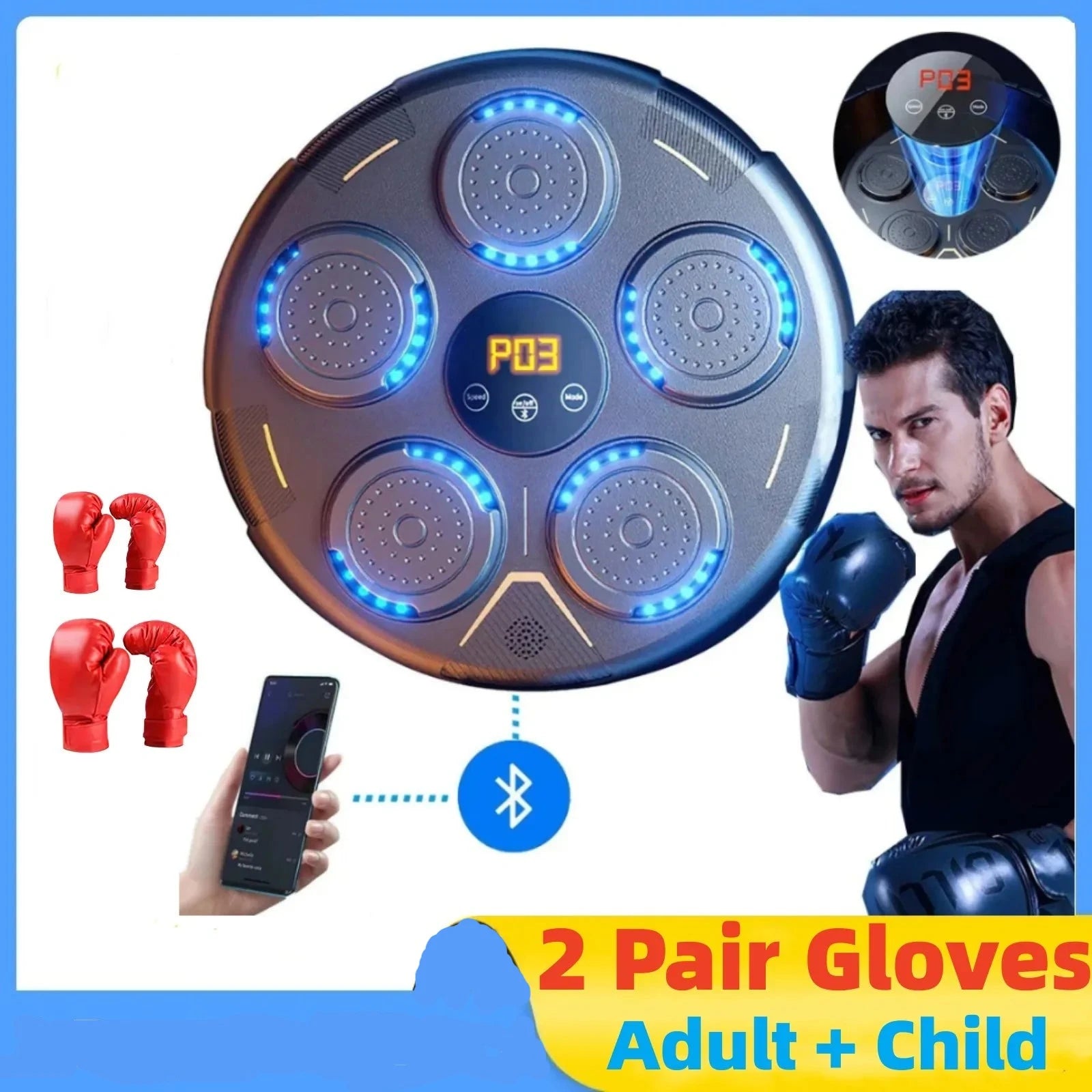 BodiModi FitBeat Smart Boxing Trainer - LED Bluetooth Absorber for Weight Loss & Fitness