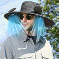 BodiModi solar cooling fan hat — overhead fan mechanism close up
