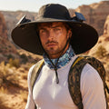 BodiModi solar fan hat black — wide brim bucket hat with dual fans and solar panels