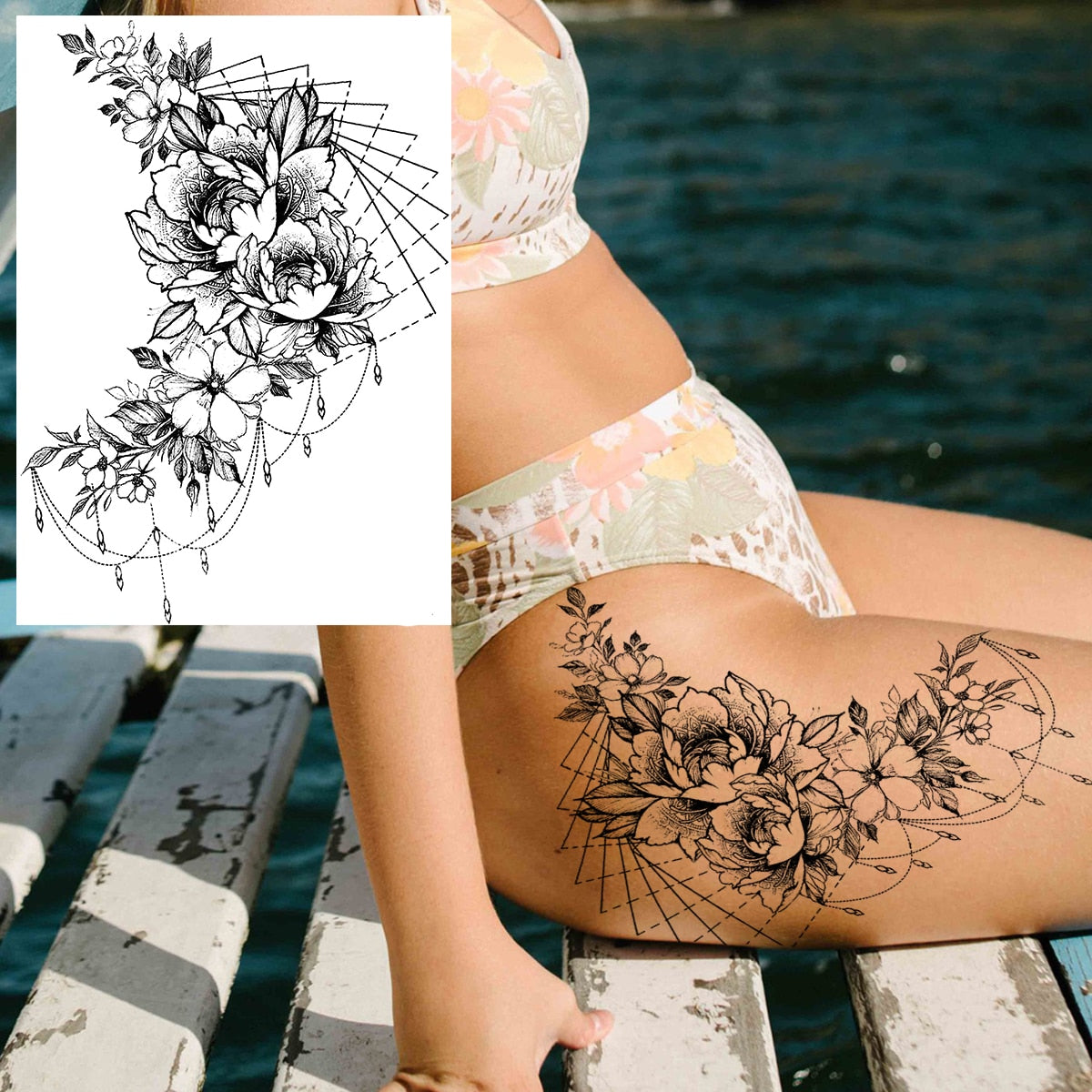 Sexy Flower Temporary Tattoo