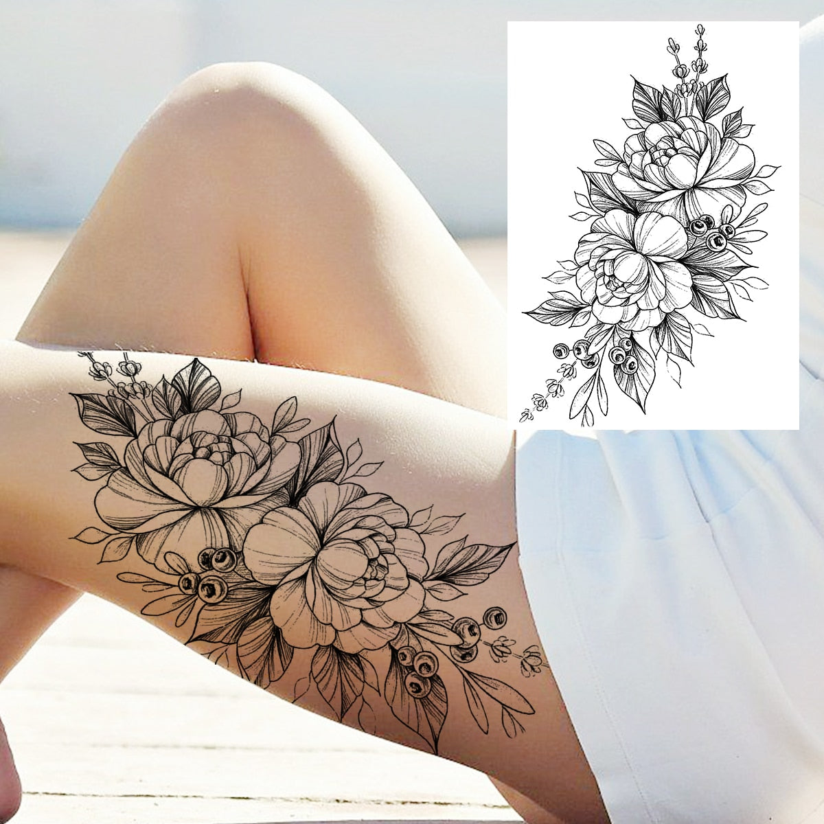 Sexy Flower Temporary Tattoo