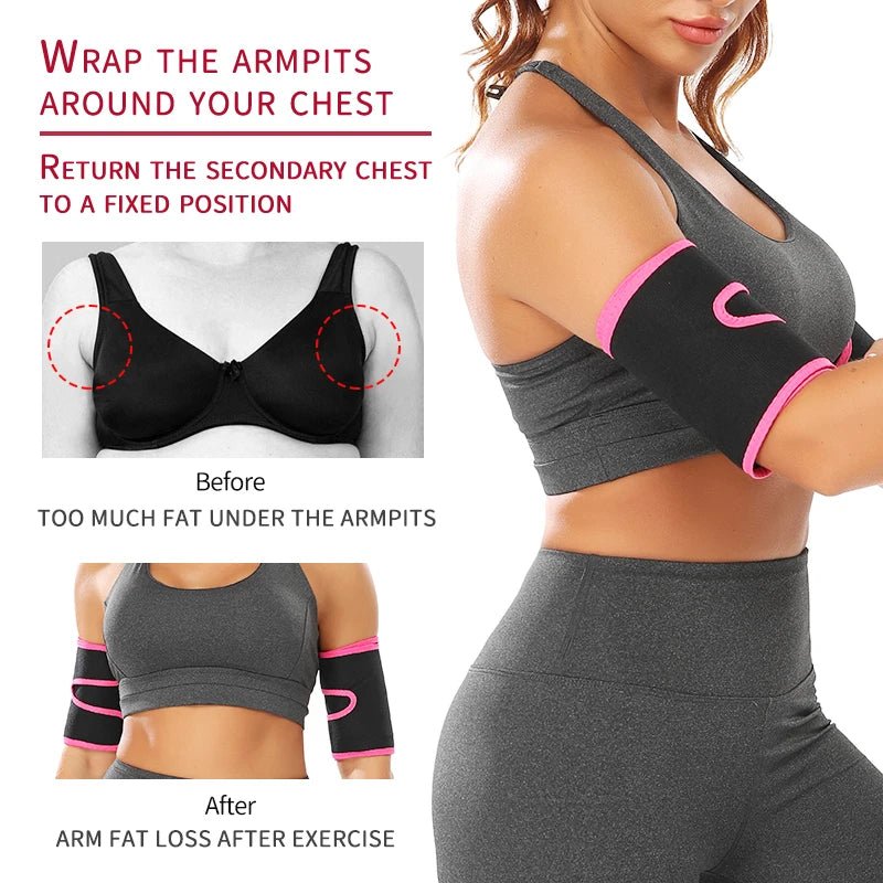 BodiModi's SlimSweat™️ ThermoTrim Arm Shaper Bands - Women's Sauna Sweat Slimmers