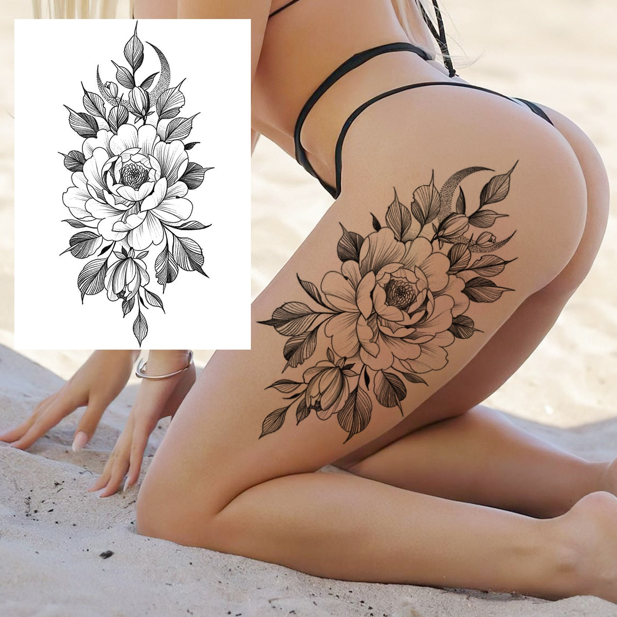 Sexy Flower Temporary Tattoo