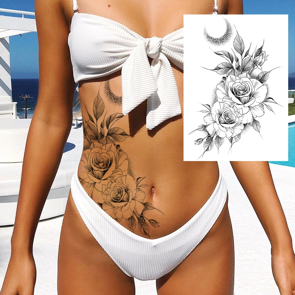 Sexy Flower Temporary Tattoo