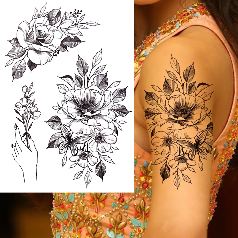 Sexy Flower Temporary Tattoo