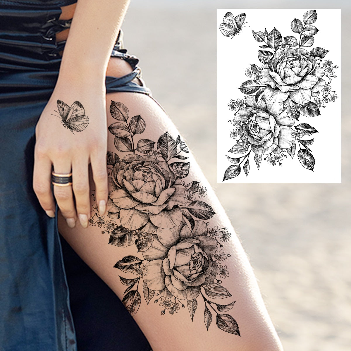 Sexy Flower Temporary Tattoo