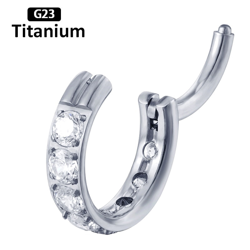 G23 Titanium Stone Hinged Segment Hoops - Piercing Body Jewelry