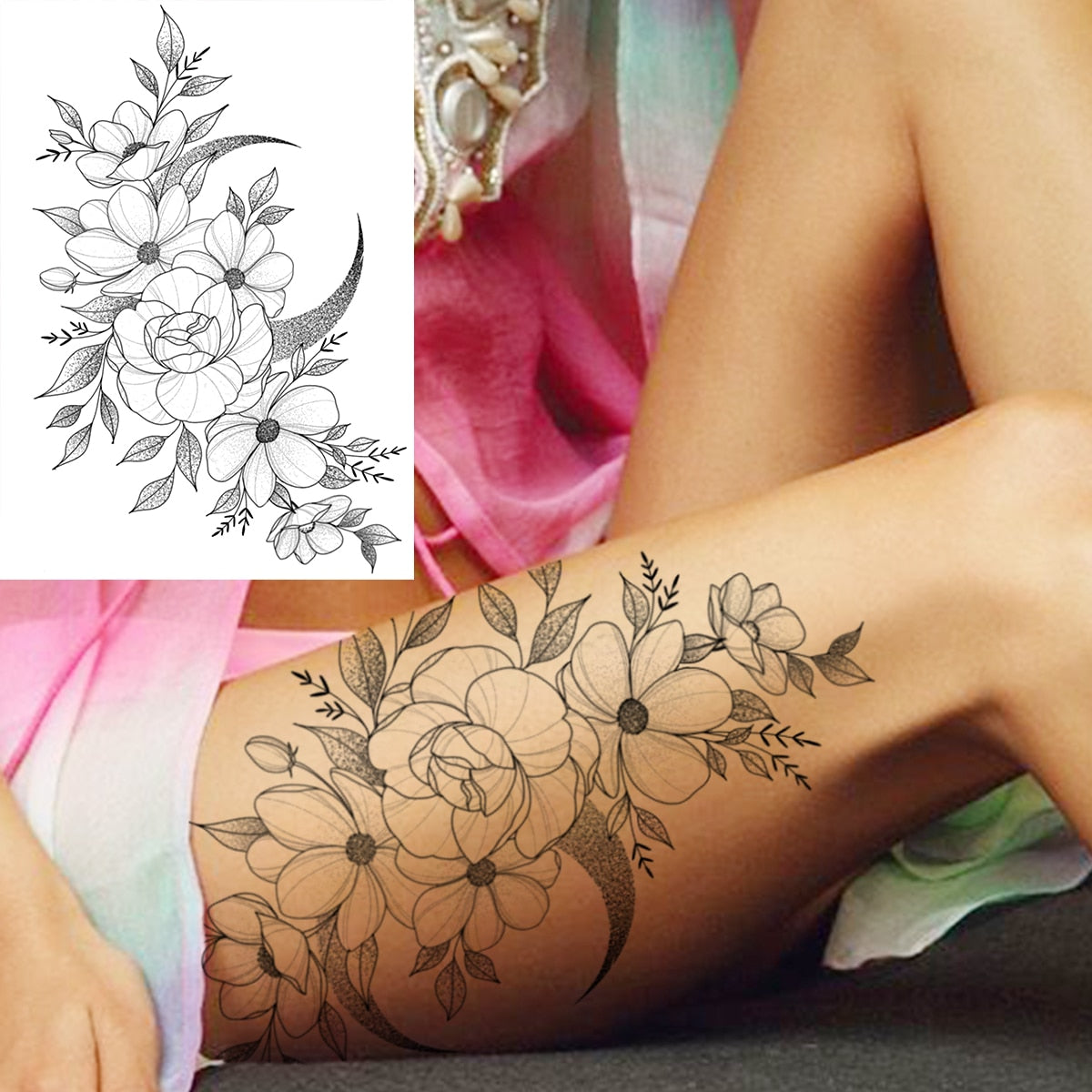 Sexy Flower Temporary Tattoo