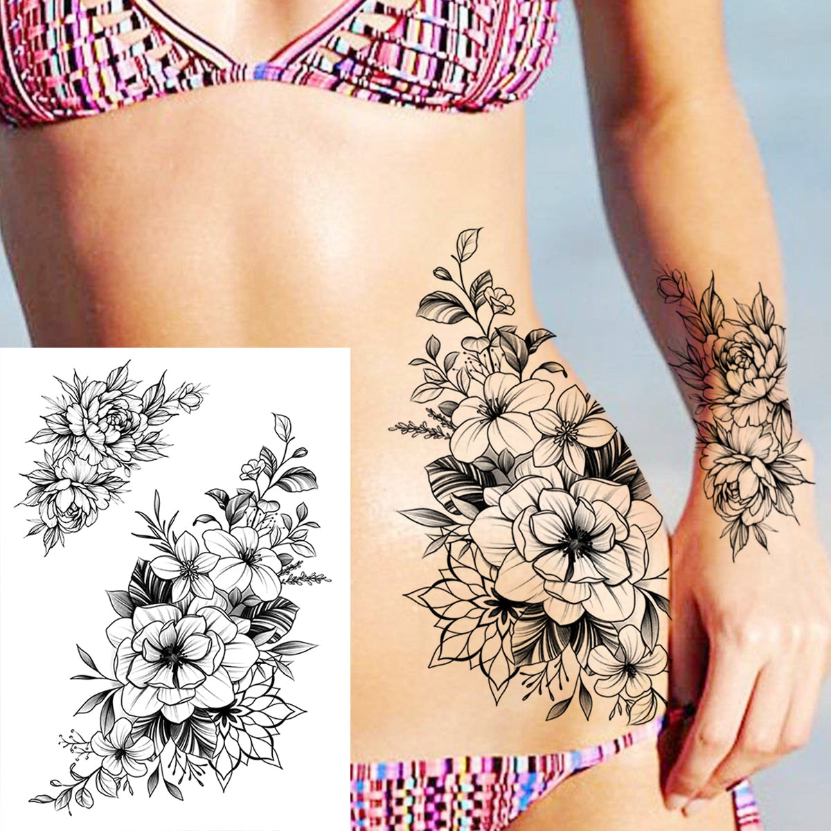 Sexy Flower Temporary Tattoo