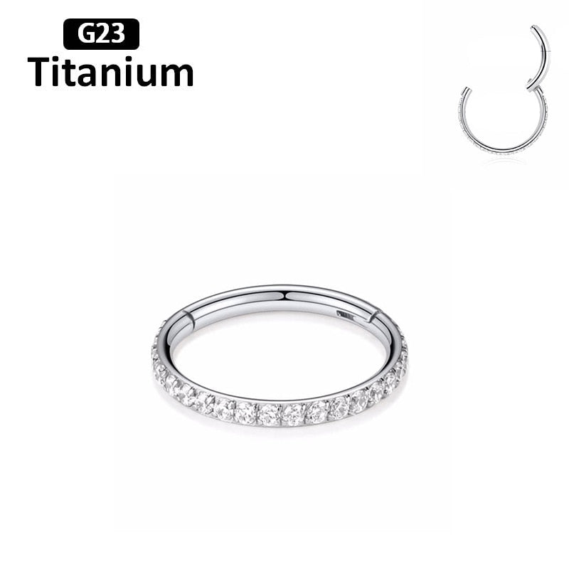 G23 Titanium Stone Hinged Segment Hoops - Piercing Body Jewelry