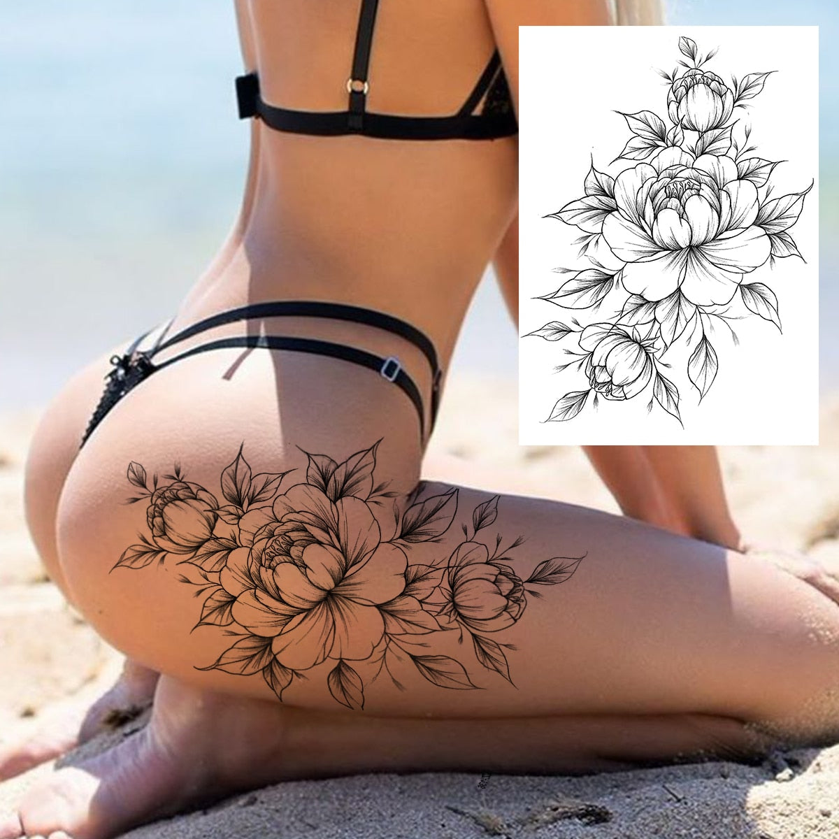 Sexy Flower Temporary Tattoo