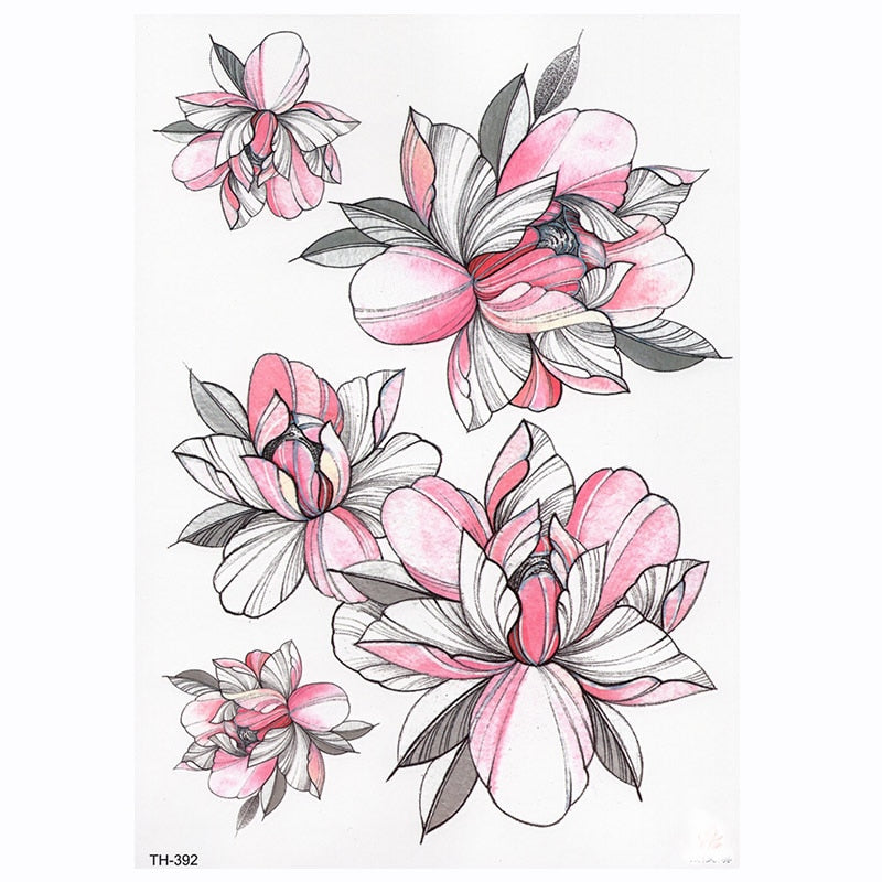 FlowerMark™ Lotus Rose Temporary Tattoo set