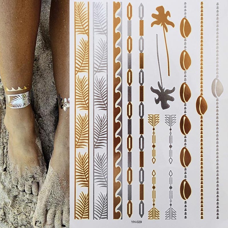 Premium Boho Metallic Gold Festival Feathers Temporary Tattoo