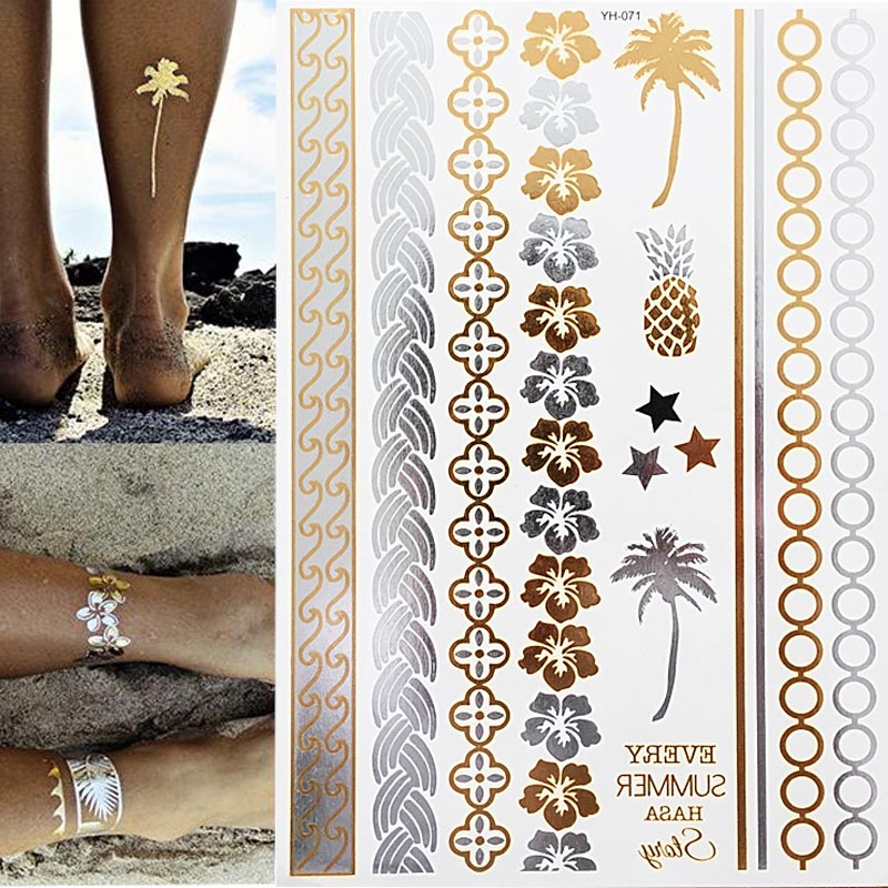 Premium Boho Metallic Gold Festival Feathers Temporary Tattoo