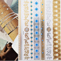 Tatuaggio temporaneo premium Boho Metallic Gold con piume da festival 