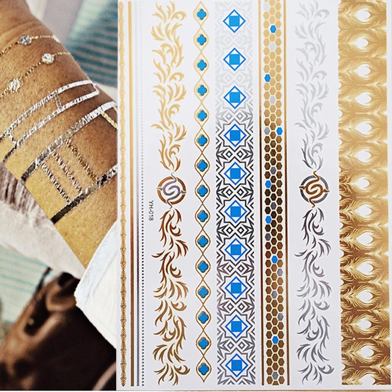 Premium Boho Metallic Gold Festival Feathers Temporary Tattoo