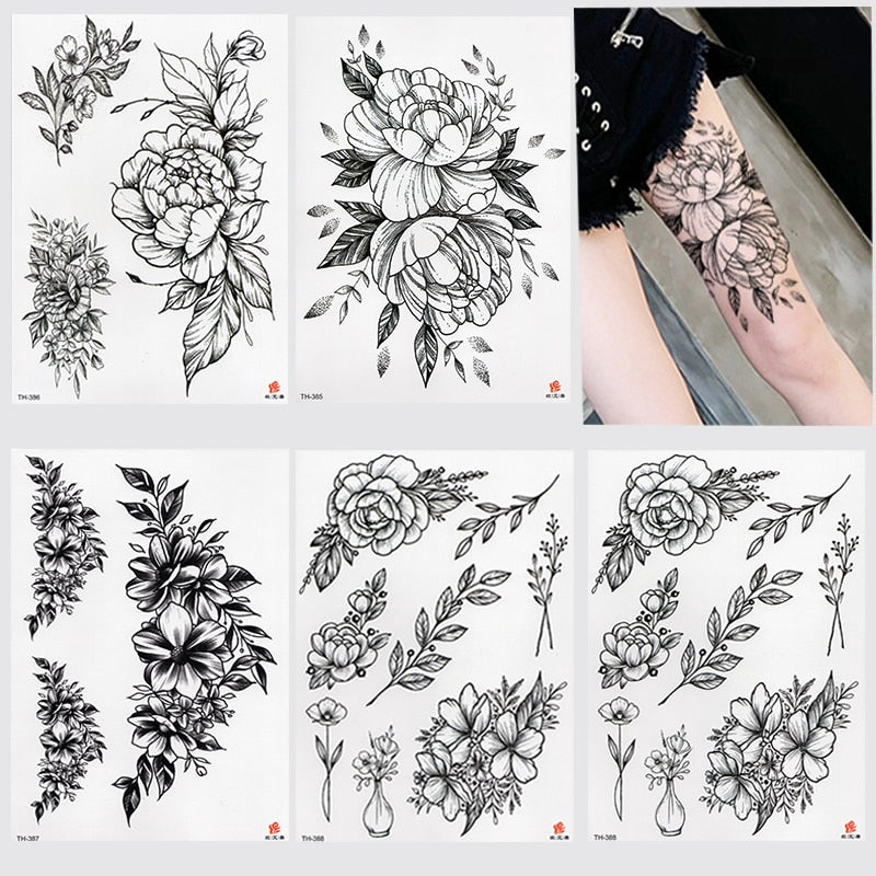 FlowerMark™ Lotus Rose Temporary Tattoo set