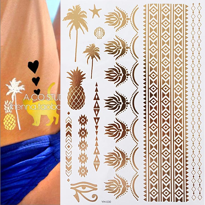 Premium Boho Metallic Gold Festival Feathers Temporary Tattoo