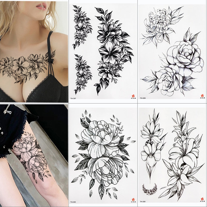 FlowerMark™ Lotus Rose Temporary Tattoo set