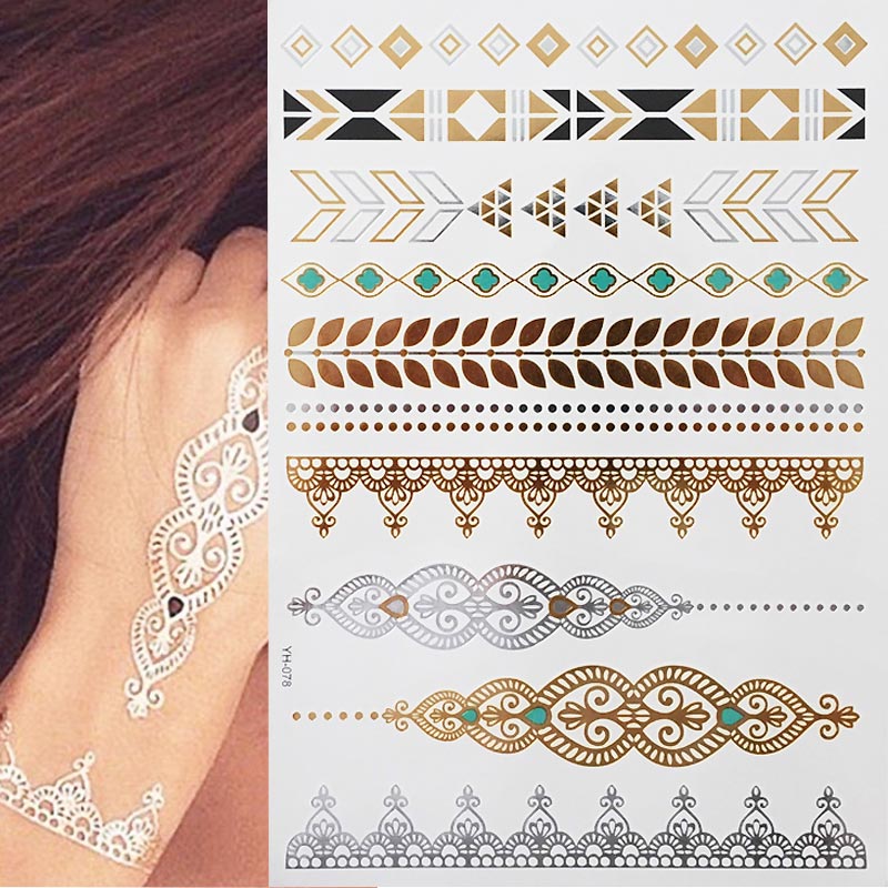 Premium Boho Metallic Gold Festival Feathers Temporary Tattoo