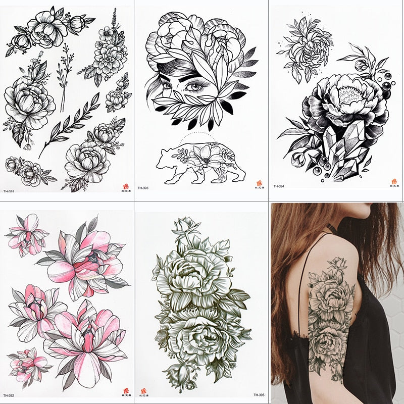FlowerMark™ Lotus Rose Temporary Tattoo set