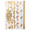 Tatuaggio temporaneo premium Boho Metallic Gold con piume da festival 