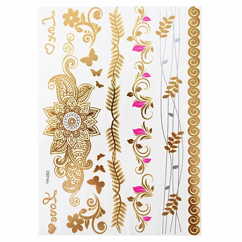 Premium Boho Metallic Gold Festival Feathers Temporary Tattoo