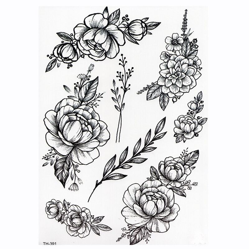 FlowerMark™ Lotus Rose Temporary Tattoo set