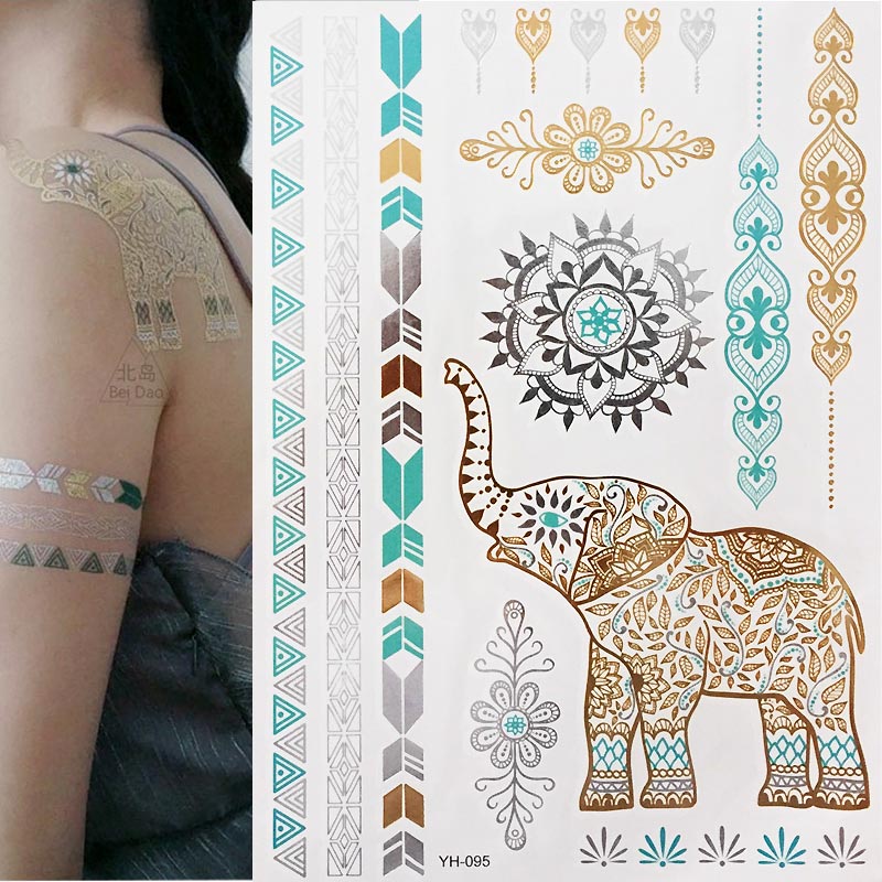 Premium Boho Metallic Gold Festival Feathers Temporary Tattoo