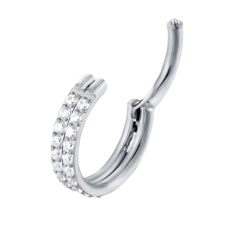 G23 Titanium Stone Hinged Segment Hoops - Piercing Body Jewelry
