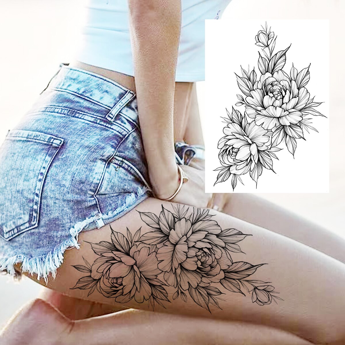 Sexy Flower Temporary Tattoo