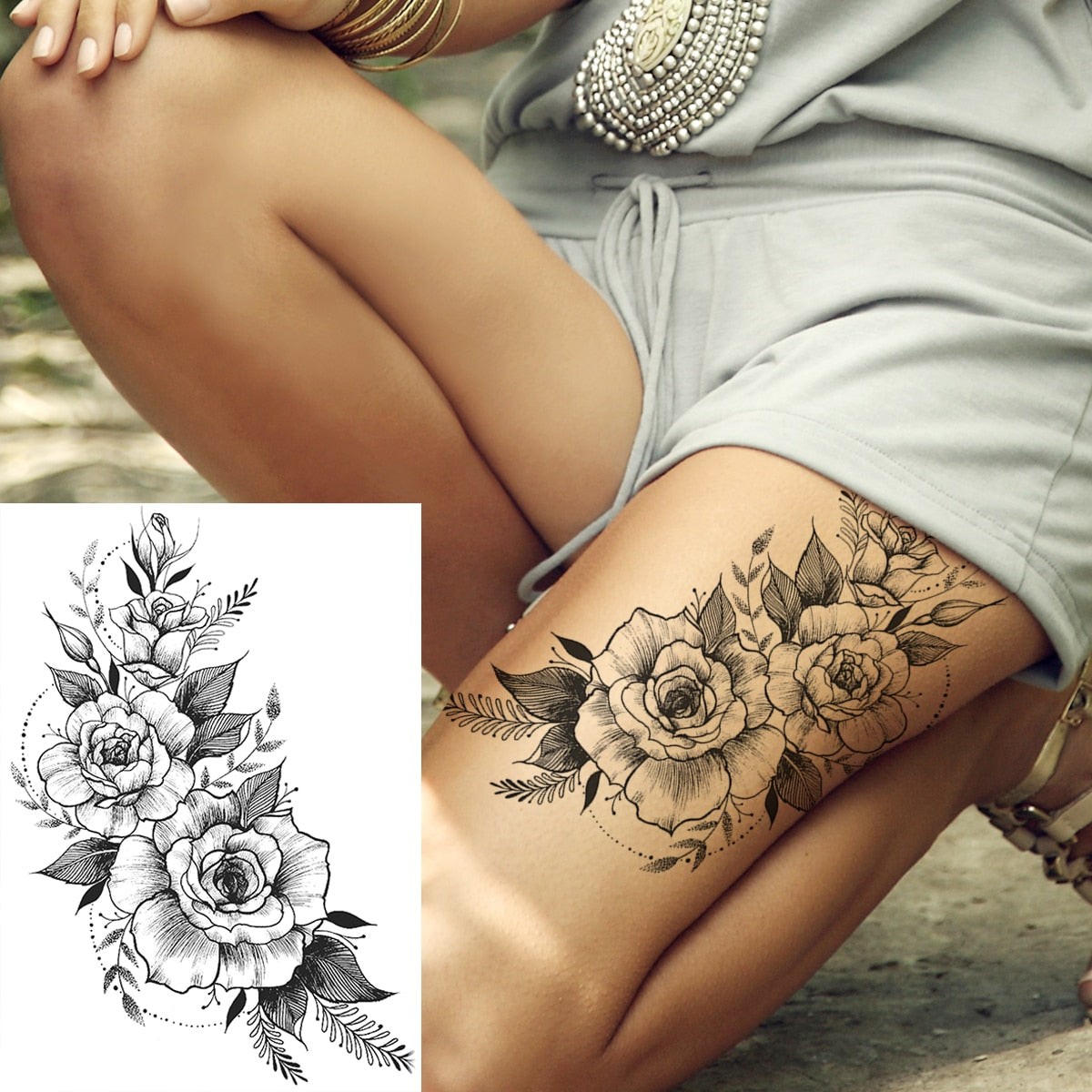 Sexy Flower Temporary Tattoo