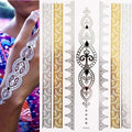 Tatuaggio temporaneo premium Boho Metallic Gold con piume da festival 