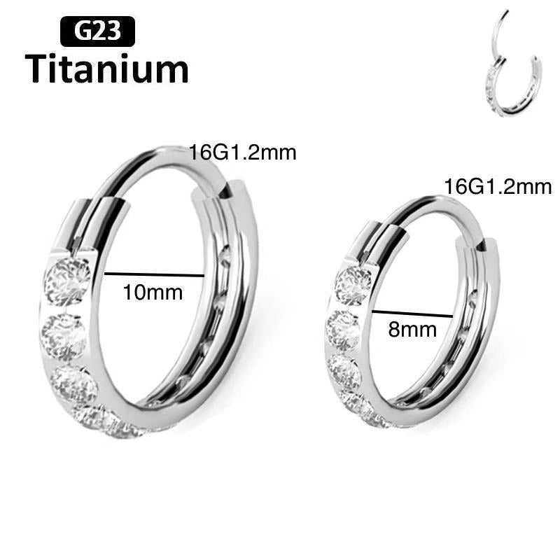 G23 Titanium Stone Hinged Segment Hoops - Piercing Body Jewelry