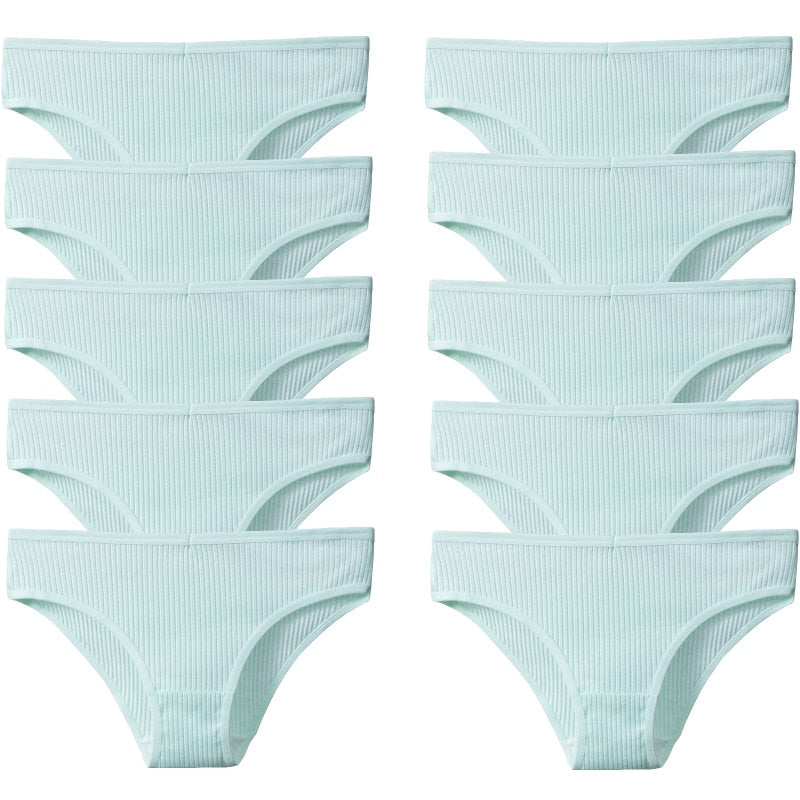 10-Piece Set: Trendy Striped Cotton Panties - Sexy, Comfortable & Breathable