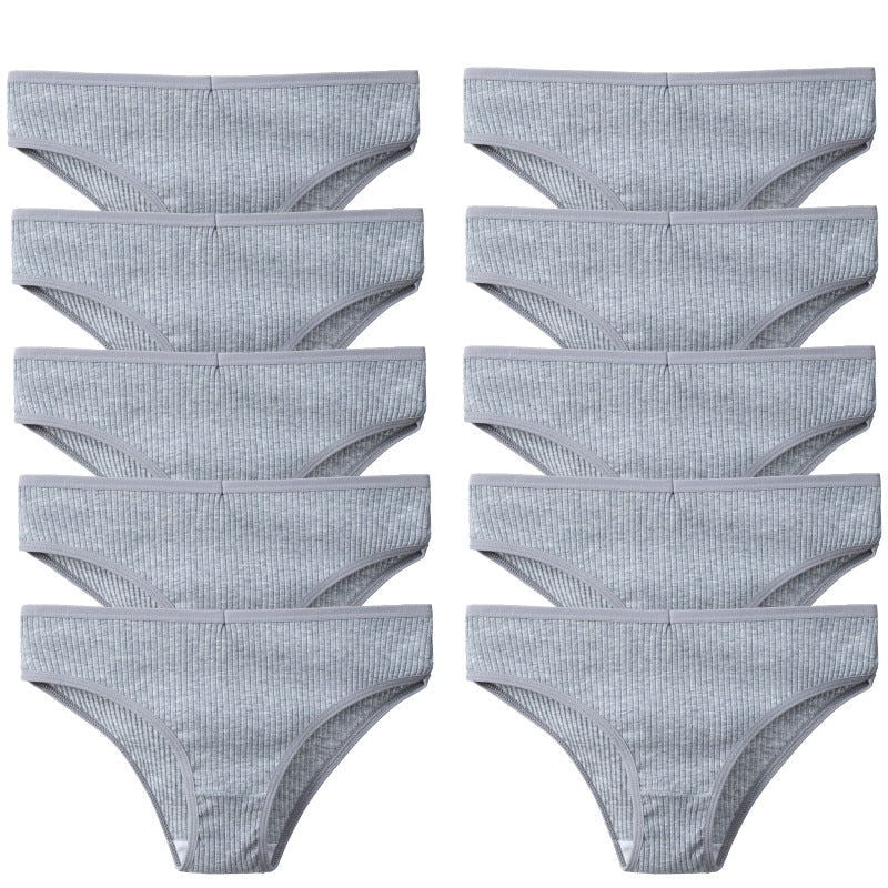 10-Piece Set: Trendy Striped Cotton Panties - Sexy, Comfortable & Breathable