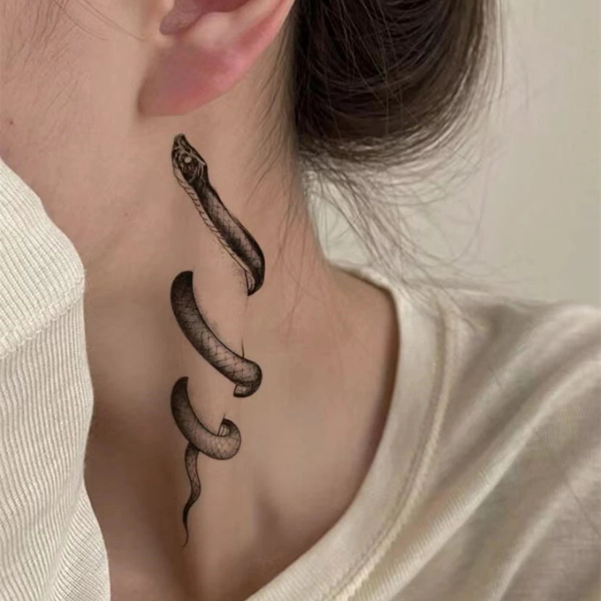 Serpent Clavicle Tattoo – Artful, Waterproof, and Long-Lasting