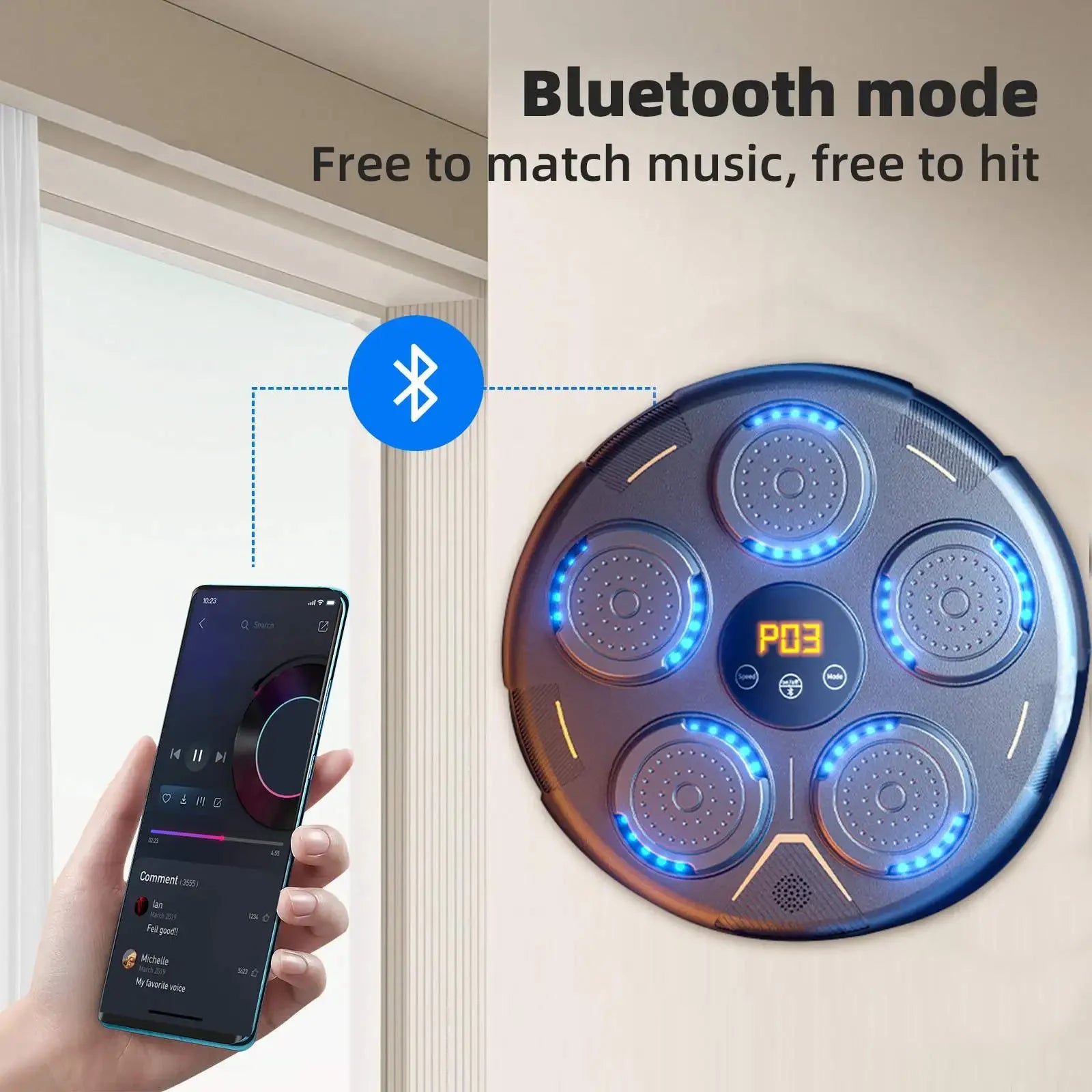 BodiModi FitBeat Smart Boxing Trainer - LED Bluetooth Absorber for Weight Loss & Fitness