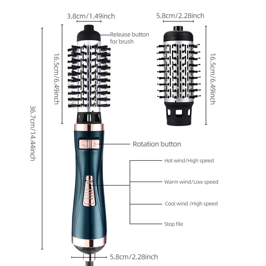 TravelPro 3-in-1 Rotating Hair Dryer Brush - Blow Dryer, Curler, and Straightener