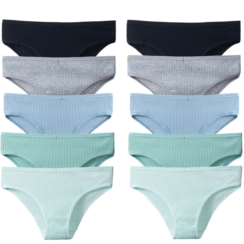 10-Piece Set: Trendy Striped Cotton Panties - Sexy, Comfortable & Breathable