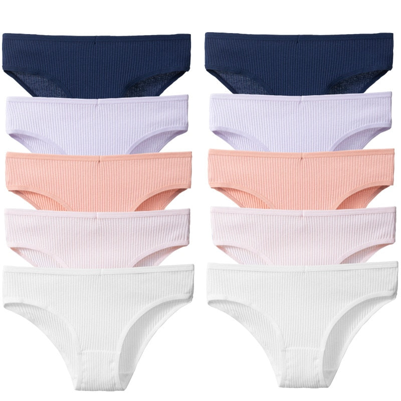 10-Piece Set: Trendy Striped Cotton Panties - Sexy, Comfortable & Breathable