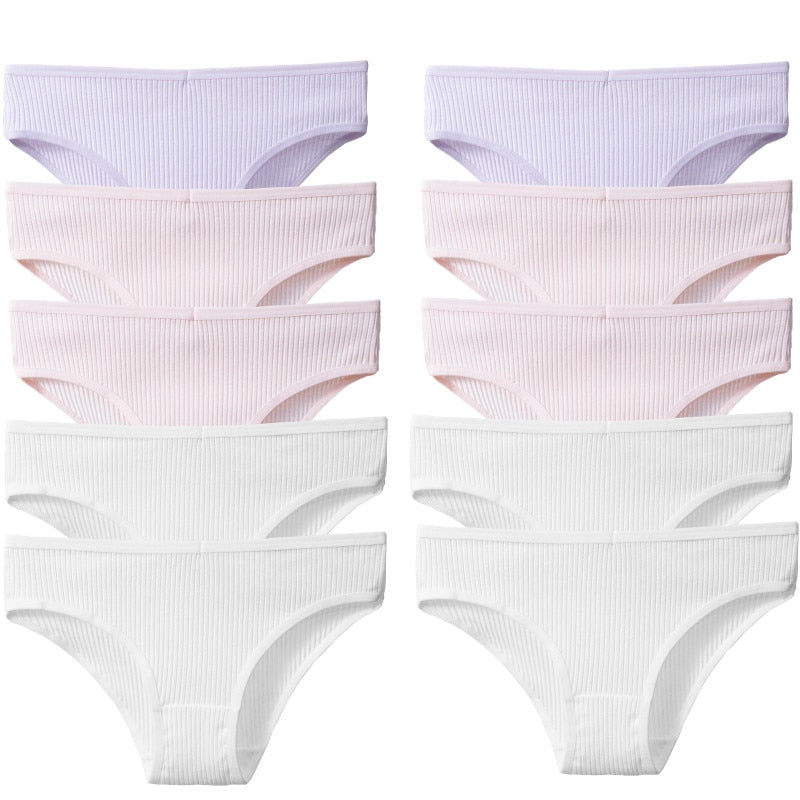 10-Piece Set: Trendy Striped Cotton Panties - Sexy, Comfortable & Breathable