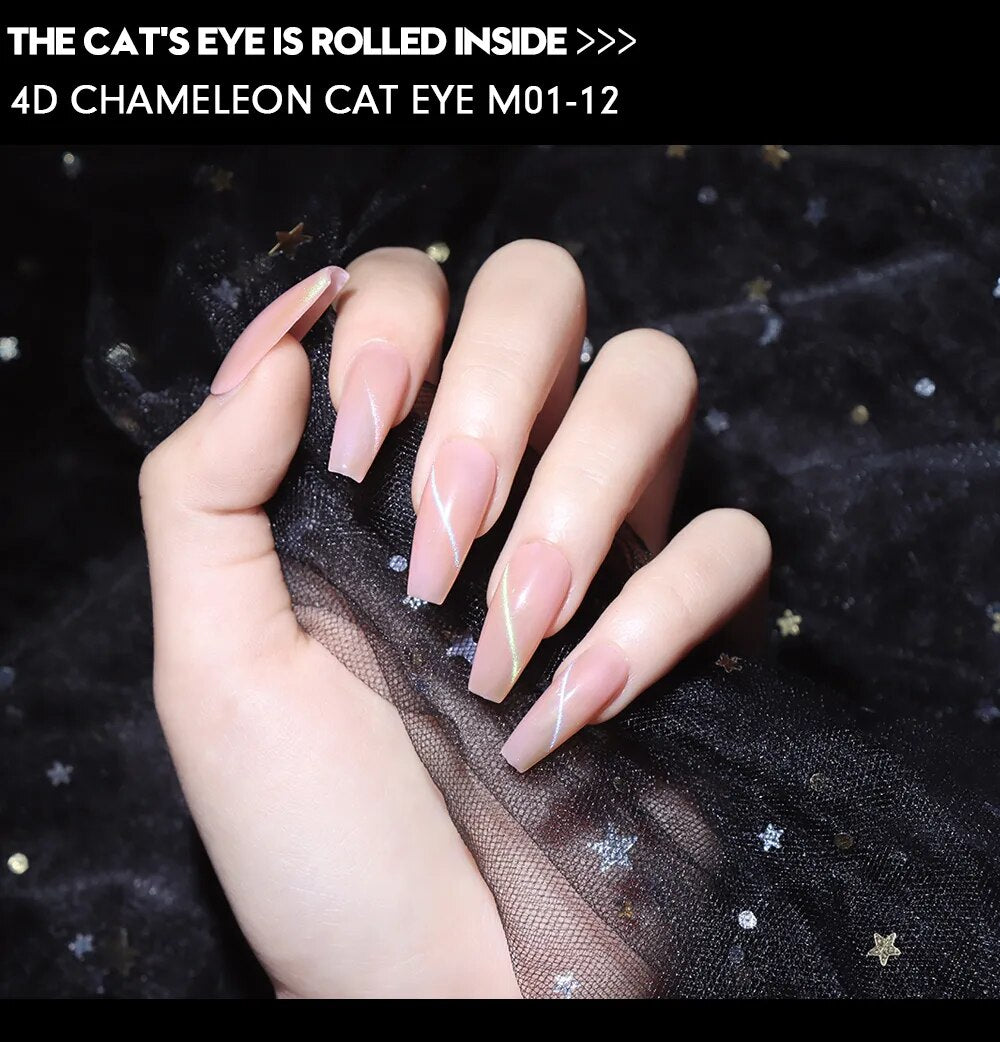 GalaxySpark Beaut Magnetic Cat Eye Nail Gel Polish - Holographic Rainbow 4D 9D Chameleon Nail Art