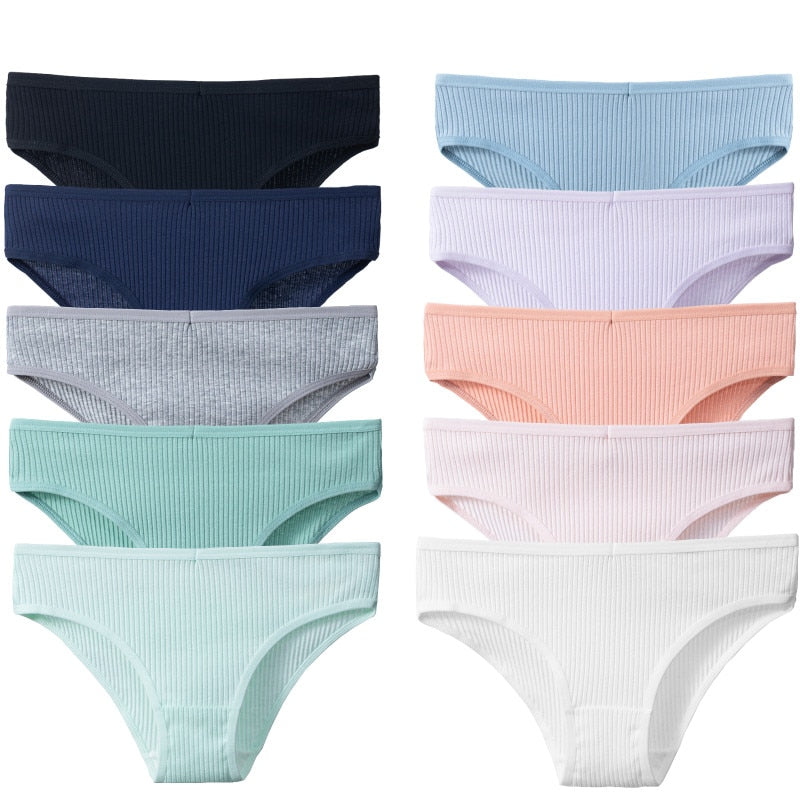 10-Piece Set: Trendy Striped Cotton Panties - Sexy, Comfortable & Breathable